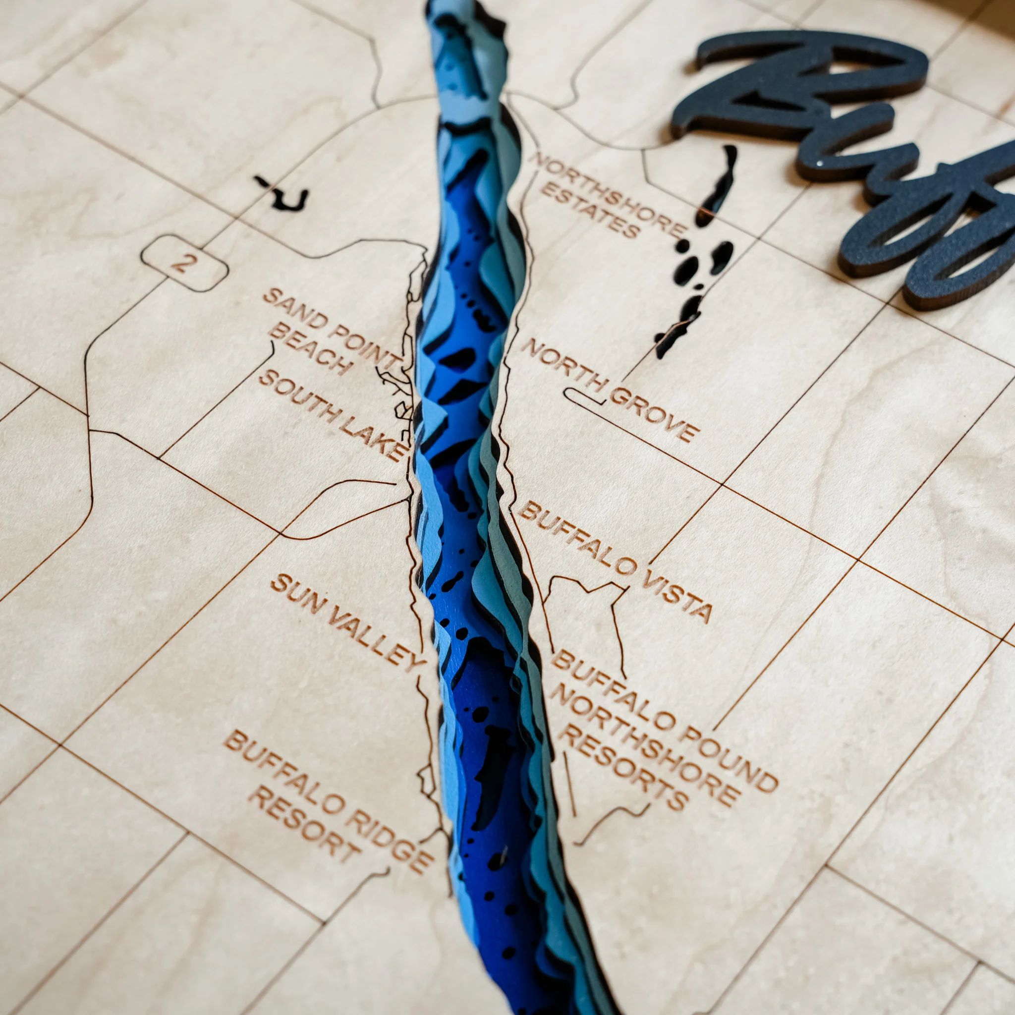 Buffalo Pound Lake 3D Wood Map - Image 4