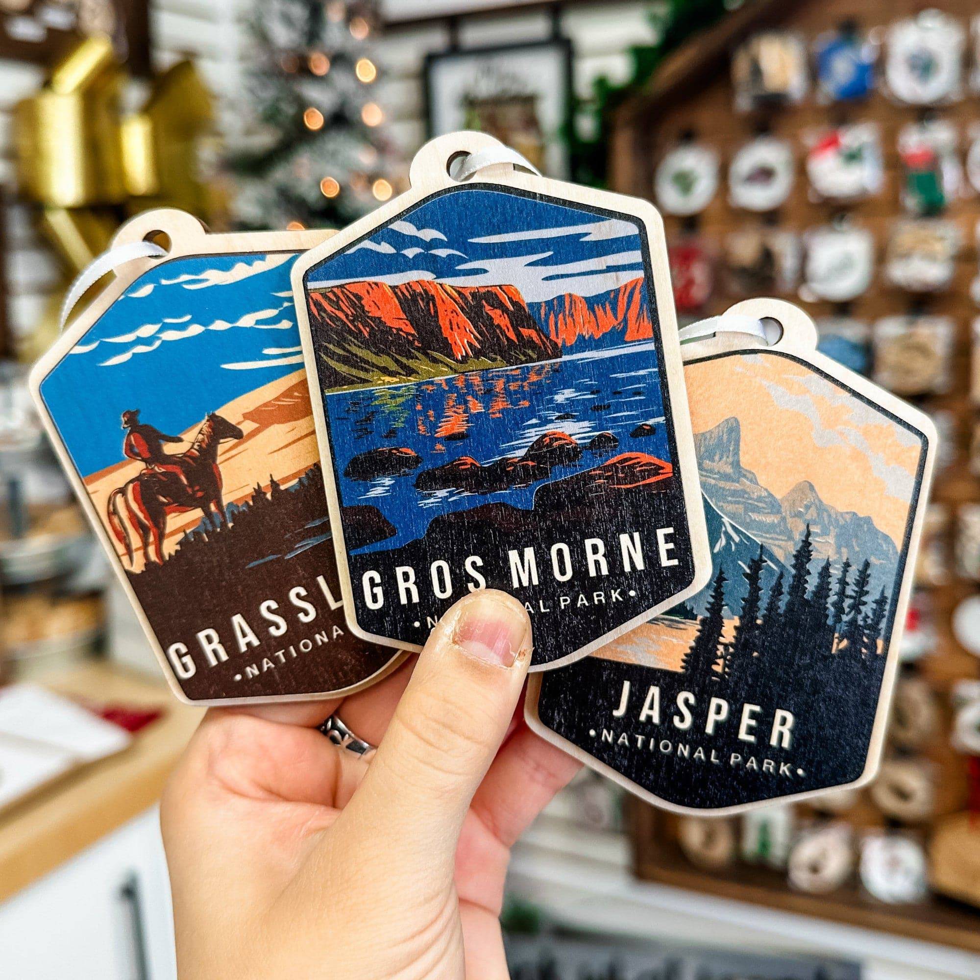 Canadian National Parks • Wood Ornament • Souvenirs & Canadian Travel Gifts