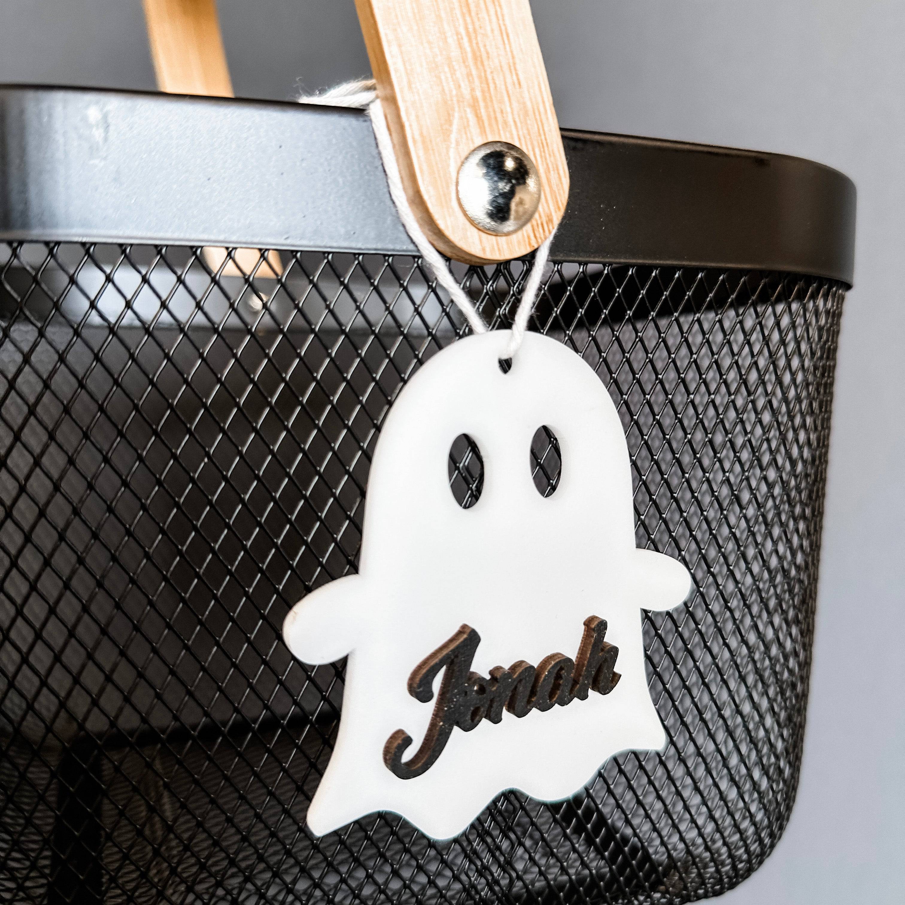 Personalized Ghost Basket Halloween Tag - Image 3