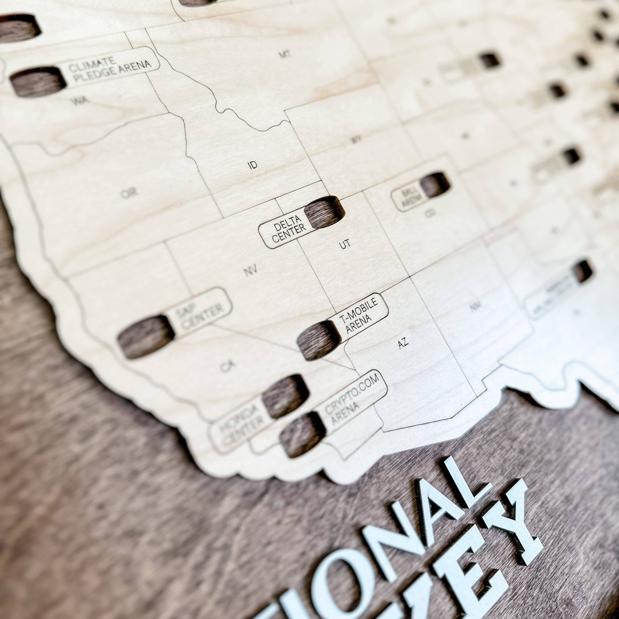 Sports Stadium Travel Map Wood Sign - Image 7