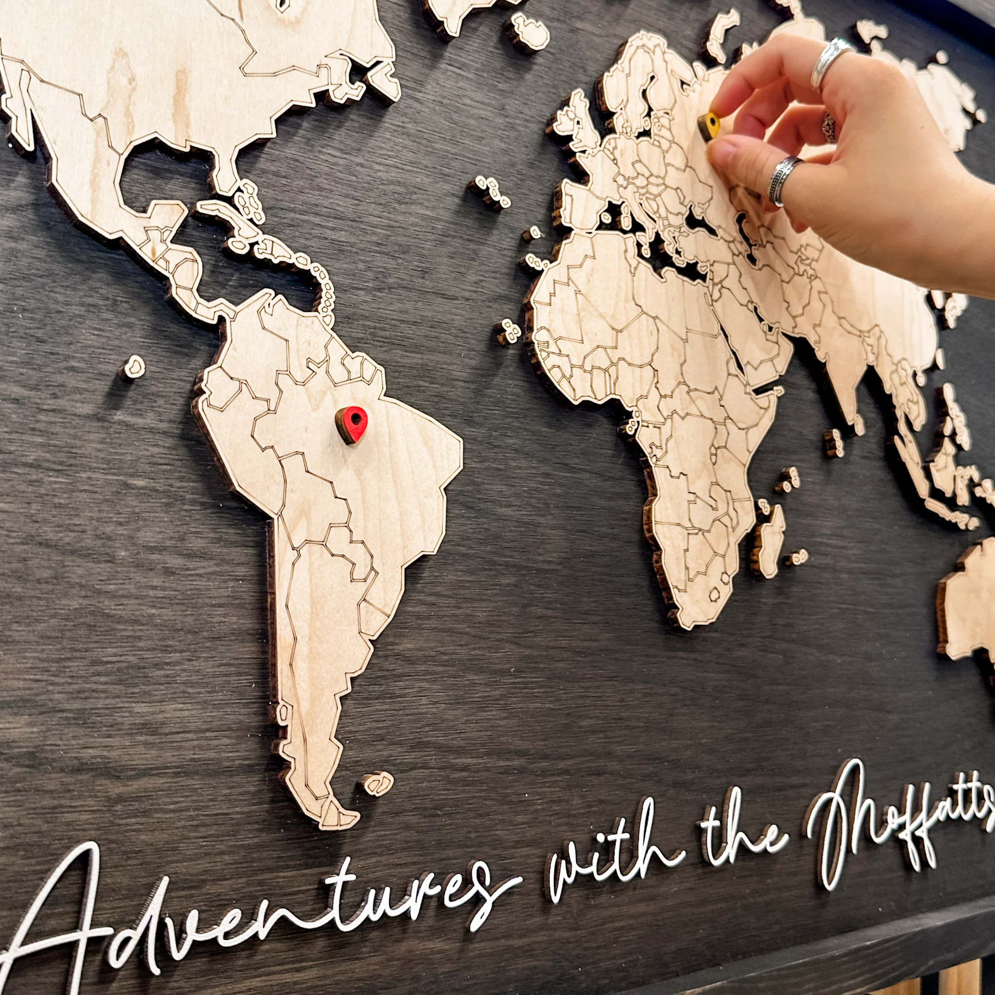 Personalized World Map Sign with Marker Pins - Image 8
