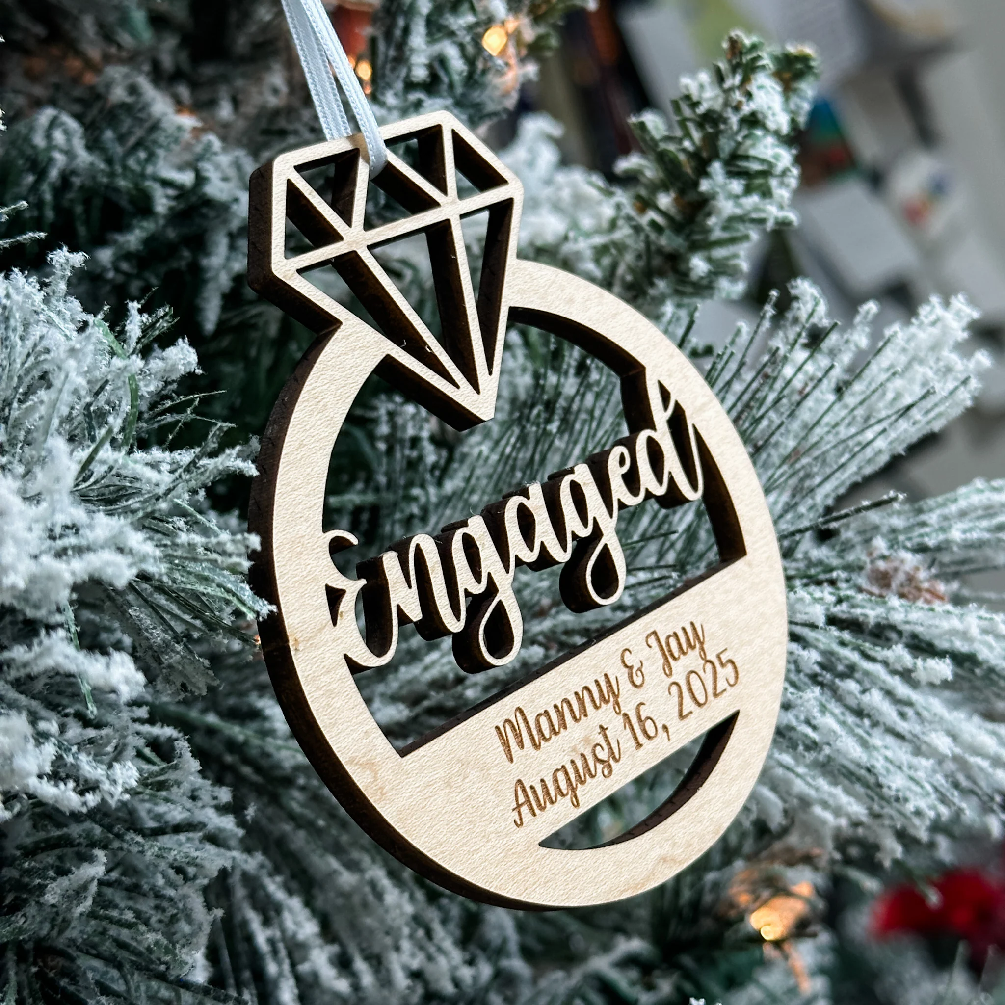Personalized Ring Ornament – Engaged or Married - Image 9